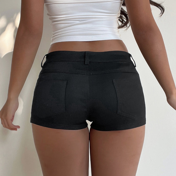 Damen trendige Shorts mit hohem Bund und elastischem Material Drune
