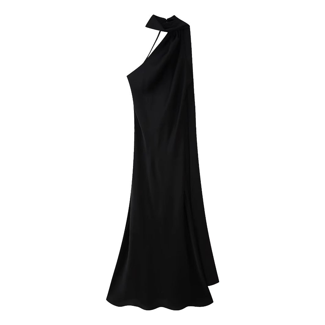 Damen Abendkleid mit elegantem Stehkragen und voluminösem Cape Drune