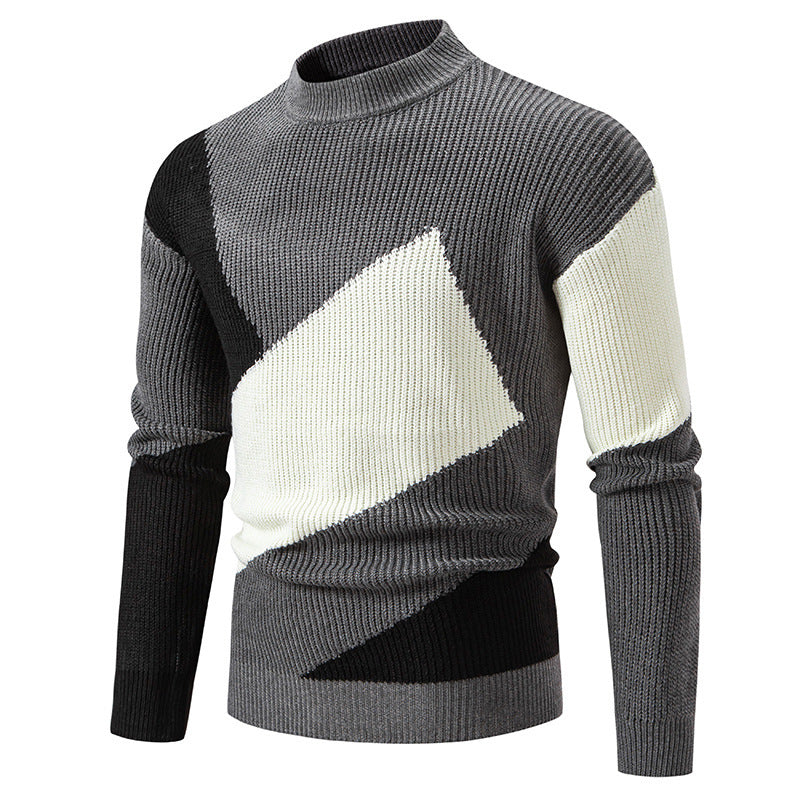 Damen modischer Stehkragenpullover mit geometrischem Muster Drune