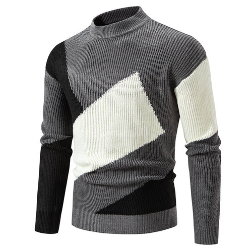 Damen modischer Stehkragenpullover mit geometrischem Muster Drune