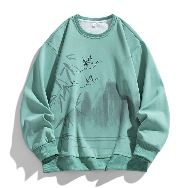 Unisex Oversize‑Sweatshirt mit Pinsel‑Print & geripptem Saum Drune