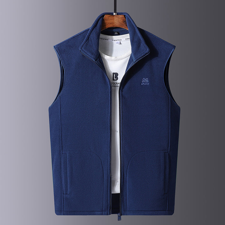 Herren Microfleece-Thermoweste mit windabweisender Front, Stehkragen und verdeckten Seitentaschen Drune