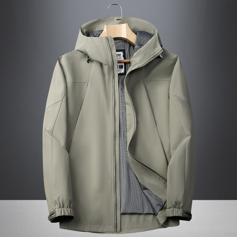 Herren Leichte Softshell‑Regenjacke mit atmungsaktivem Meshfutter und Kapuze Drune