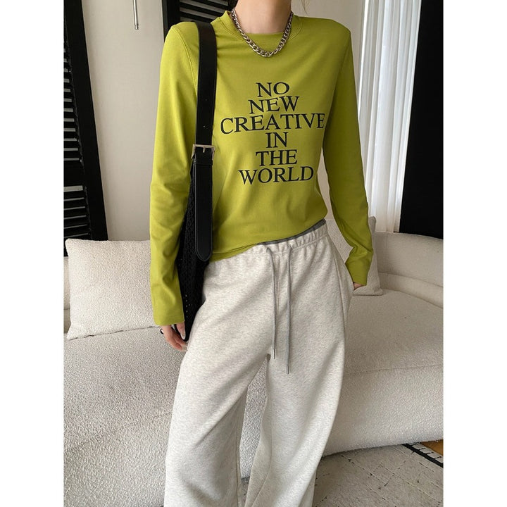 Damen Langarmshirt mit kreativem Aufdruck und modischem Schnitt Drune