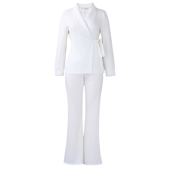 Damen elegantes Blazer-Set mit weitem Bein und modischem Gürtel Drune