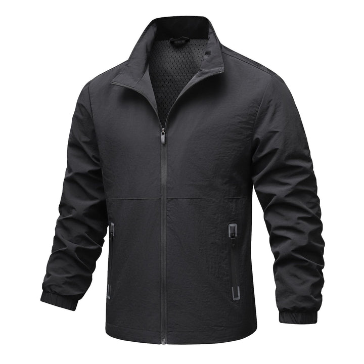 Herren leichte technische Windjacke mit Netzfutter, hohem Stehkragen und Reißverschlusstaschen Drune