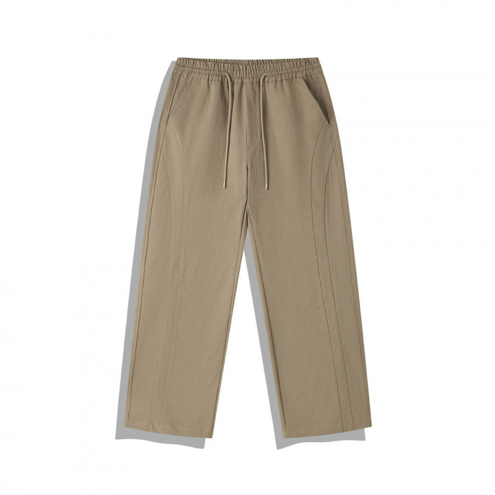 Unisex Weite Relaxed-Hose mit elastischem Bund, Tunnelzug und dekorativer Nahtführung Drune