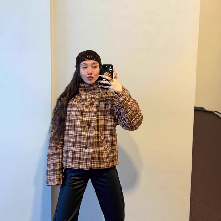 Damen Modische Karojacke im angesagten Oversized-Schnitt Drune