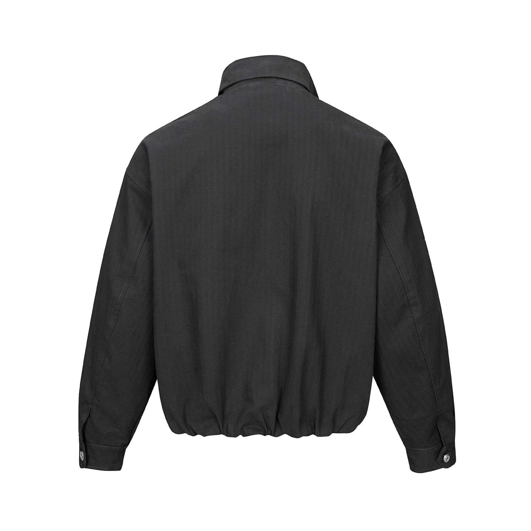 Herren Kurz geschnittener Canvas‑Blouson mit hohem Stehkragen und Druckknopfleiste Drune