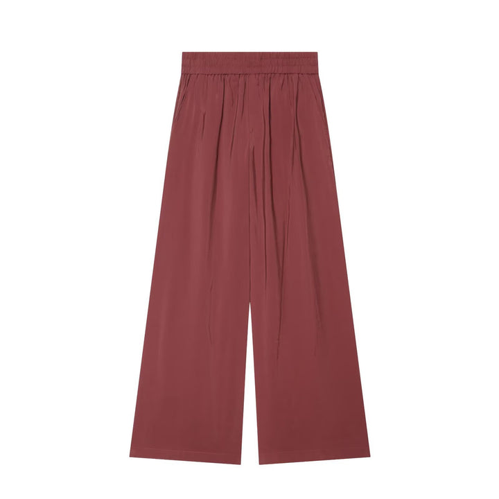 Damen Weite Leinenmisch-Hose mit hohem Elastikbund und Seitentaschen Drune