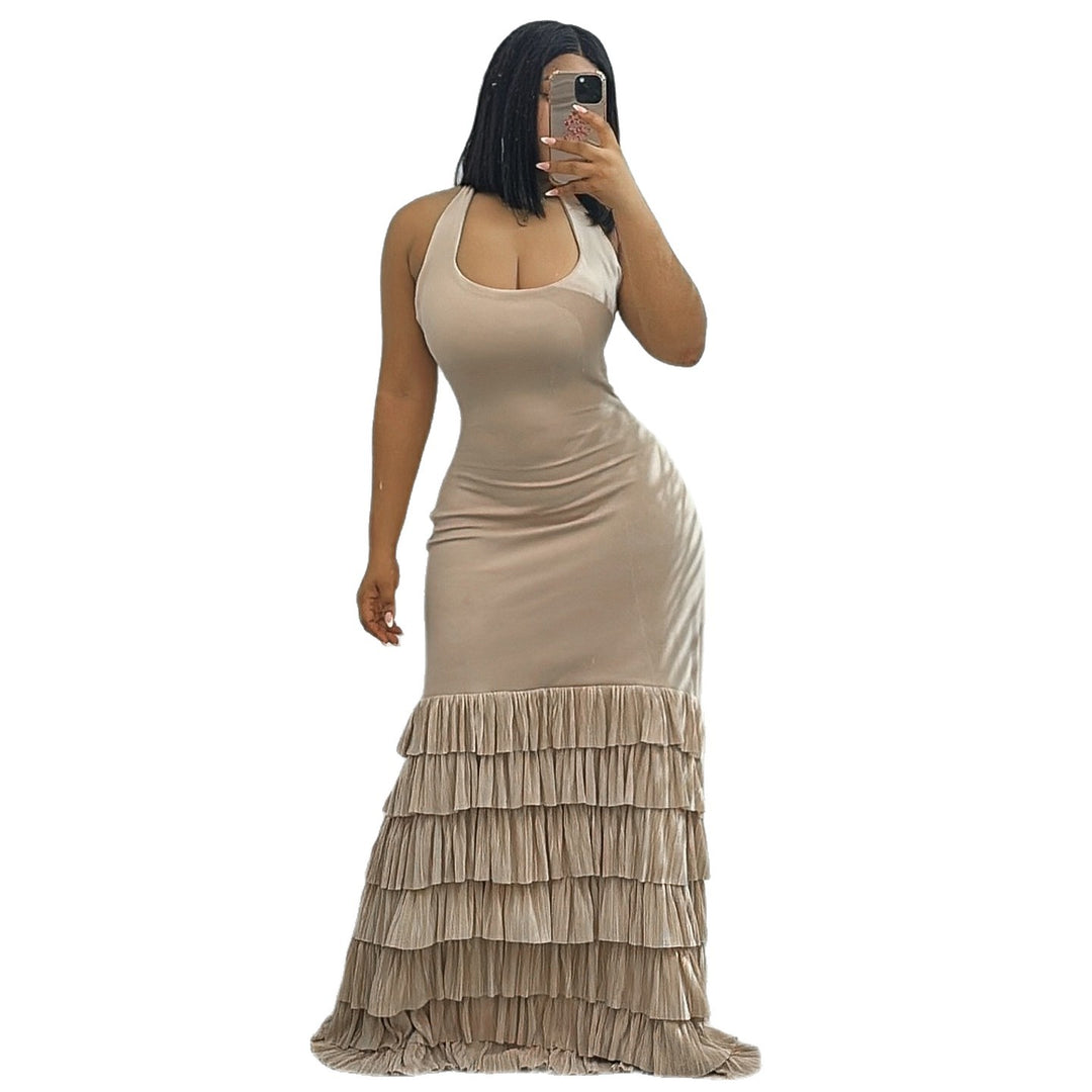 Damen Maxikleid mit raffiniertem Volant und tailliertem Schnitt Drune