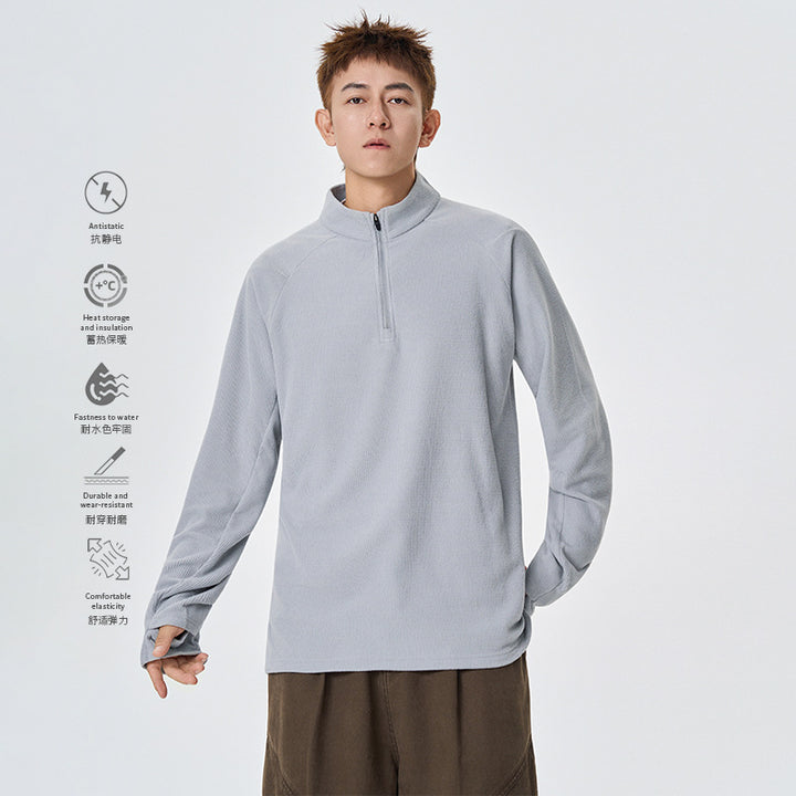 Herren Atmungsaktives Thermo‑Waffelshirt mit Halbzip und Raglanärmeln Drune