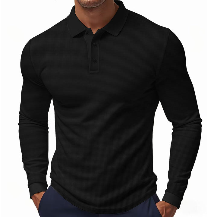 Herren Langarm-Polohemd mit strukturiertem Gewebe Drune