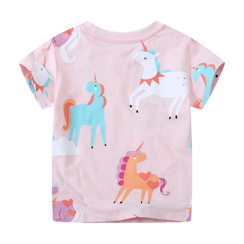 Mädchen T-Shirt mit buntem Einhorn-Design Drune