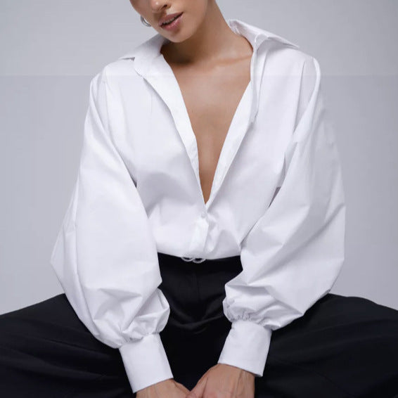 Damen Oversized Hemden mit voluminösen Ärmeln Drune