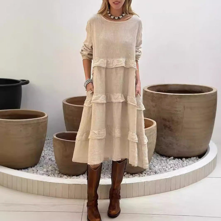 Drune | Rüschengerundhalslangärmeliges Kleid
