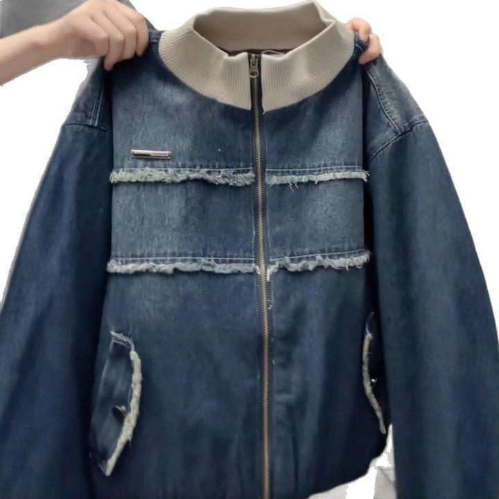 Damen modische Jeansjacke mit kontrastierenden Details Drune