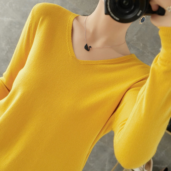 Damen leichter V-Ausschnitt Kaschmir-Look Feinstrickpullover Drune
