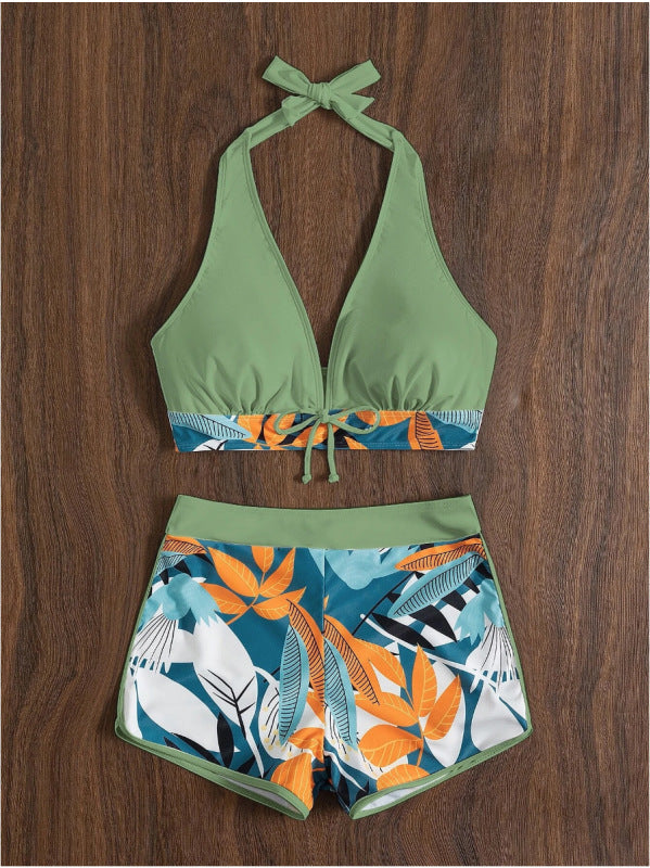 Damen Bikini-Set mit floralem Muster und herausnehmbarem Push-Up-BH Drune