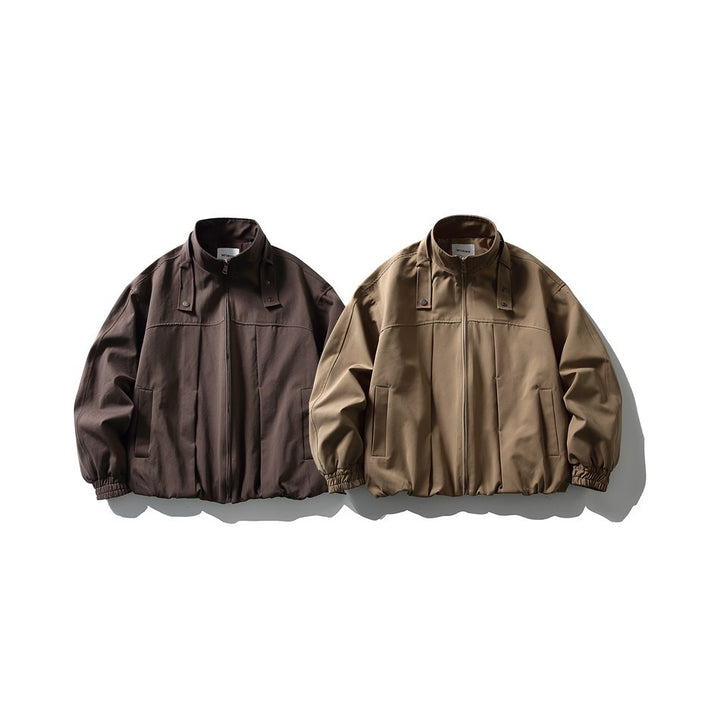 Herren Boxy-Blousonjacke im Overshirt-Stil mit Stehkragen und Riemen-Detail Drune