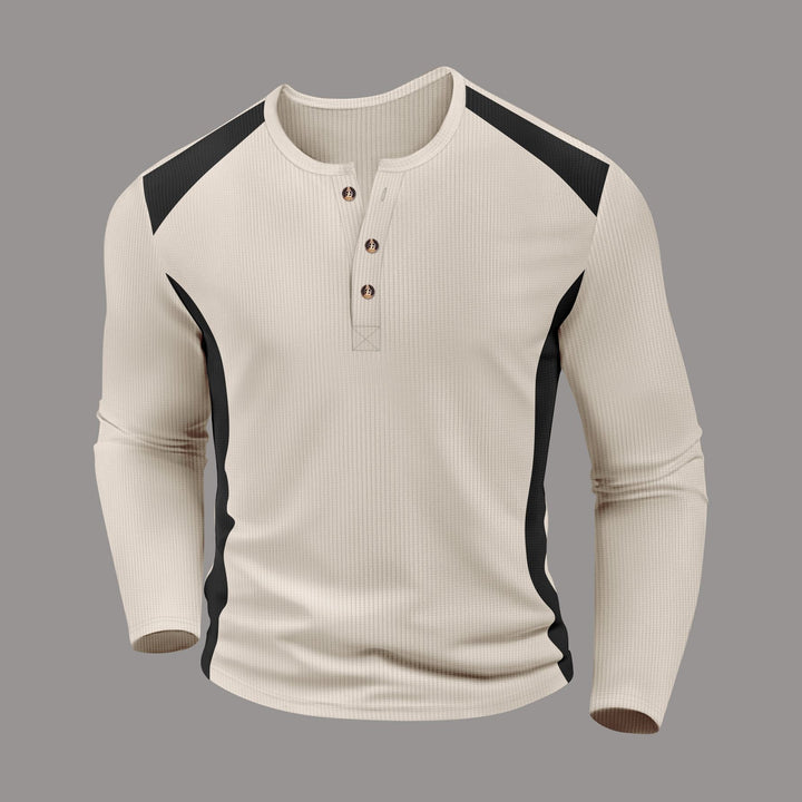 Herren Langarmhemd mit charismatischem Henley-Ausschnitt von Drune