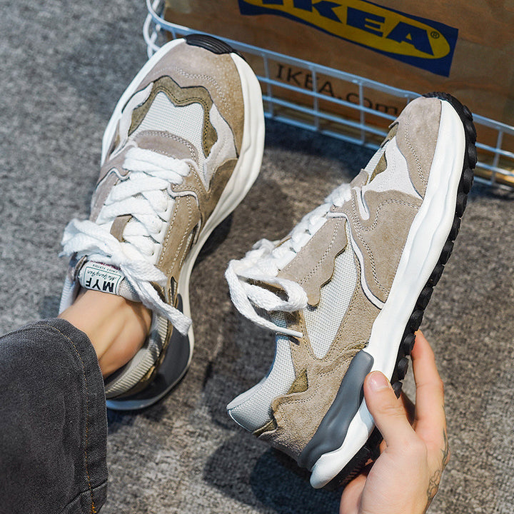 Herren retro-inspirierte Komfort-Sneaker mit Wildleder- und Mesh-Mix, gedämpfter Wellenlaufsohle und gepolstertem Knöchelkragen Drune