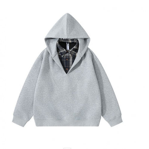 Unisex Oversize Kapuzenpullover mit integriertem Hemdkragen im Layering‑Look Drune