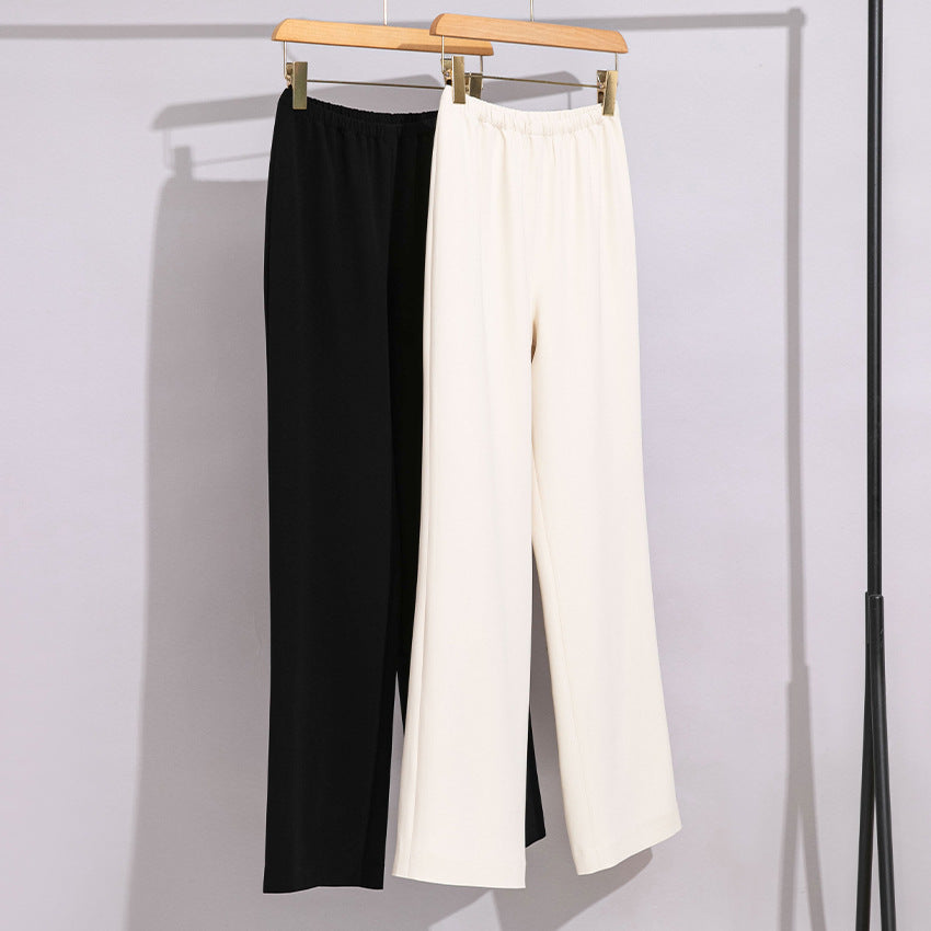 Damen High-Waist Hose mit elastischem Bund, weitem Bein und weich fließender Baumwollmischung Drune