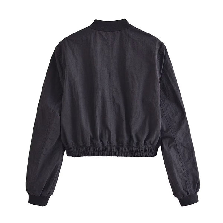 Damen Kurze Cropped-Bomberjacke aus leichtem Windbreaker‑Material mit Rippbündchen und seitlichen Einschubtaschen Drune