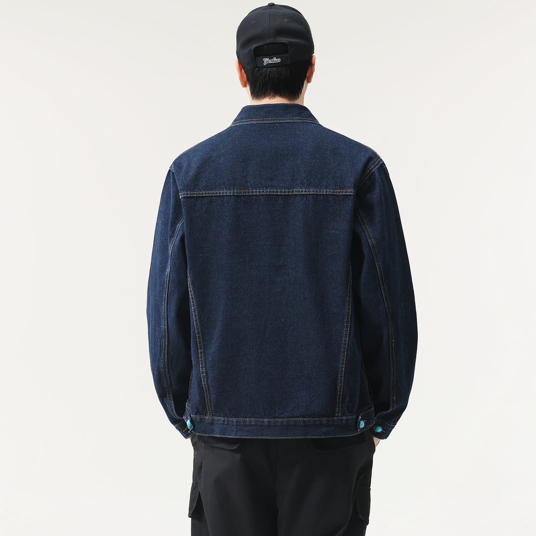 Herren Oversize Denimjacke mit Zierdruckknöpfen und Kastenform Drune