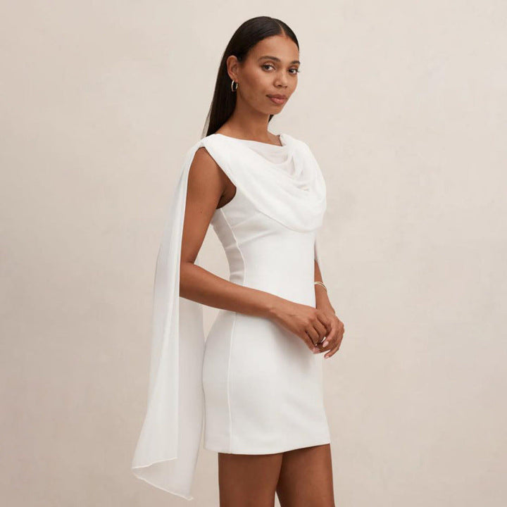 Damen Elegantes Cocktailkleid mit drapierter Schulterpartie und figurbetontem Schnitt Drune