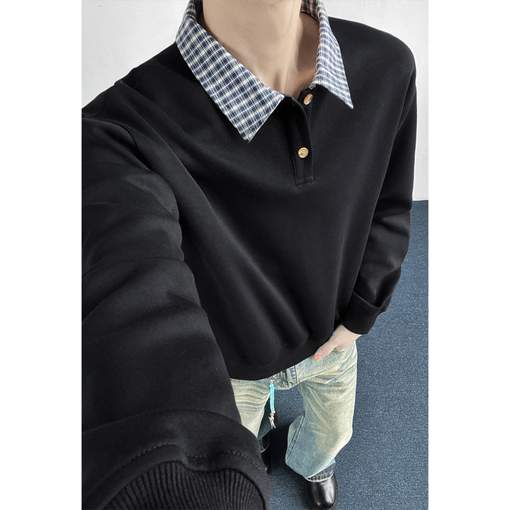 Herren Sportlicher Sweatshirt mit stylish Kragen Drune