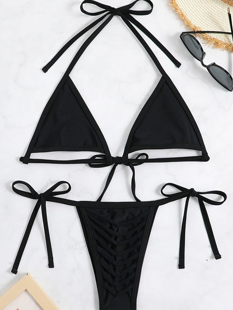 Damen Triangel-Bikini mit innovativem Schnitt und raffinierten Bindeakzenten Drune