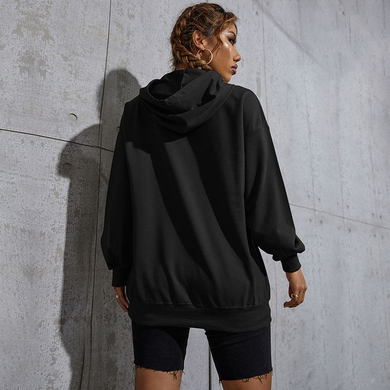Damen Oversize-Kapuzenpullover mit Teddy-Grafik, Kängurutasche und Tunnelzug Drune