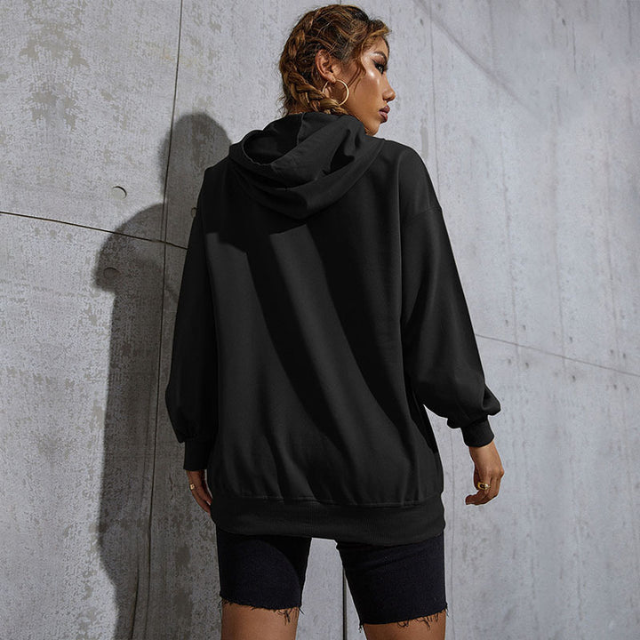 Damen Oversize-Kapuzenpullover mit Teddy-Grafik, Kängurutasche und Tunnelzug Drune