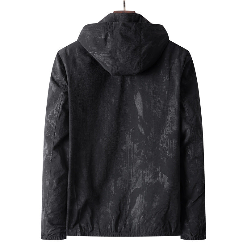 Herren Leichte Softshell-Übergangsjacke mit Kapuze, wasserabweisender Beschichtung und reflektierenden Reißverschlusstaschen Drune