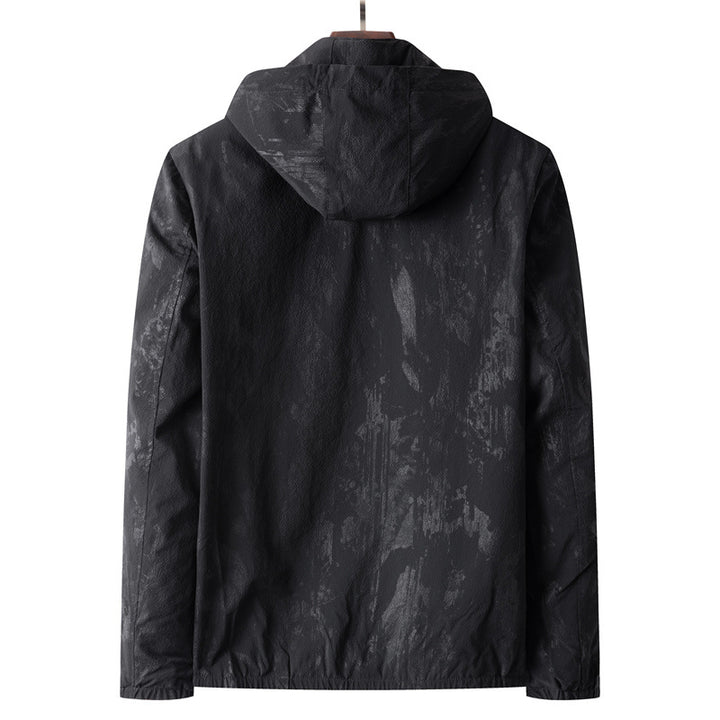 Herren Leichte Softshell-Übergangsjacke mit Kapuze, wasserabweisender Beschichtung und reflektierenden Reißverschlusstaschen Drune