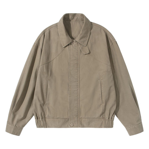 Unisex Kurz geschnittener Utility-Blouson mit Hemdkragen und elastischem Saum Drune