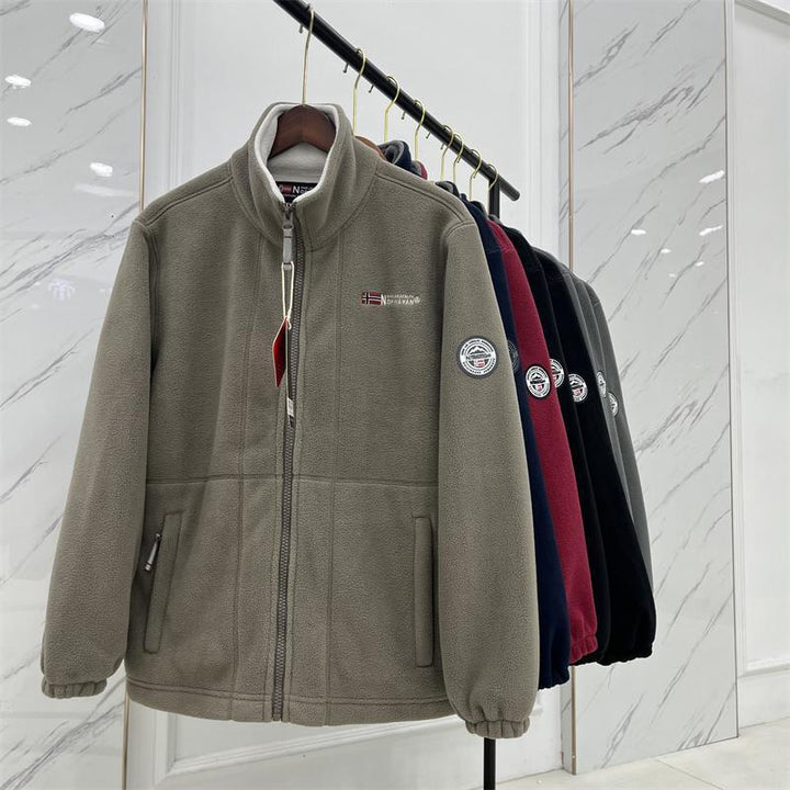 Herren Wärmende Fleecejacke mit Stehkragen, Reißverschluss und elastischen Bündchen Drune