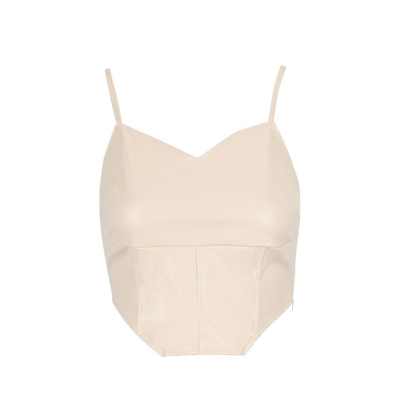 Damen Cropped Top mit elegantem V-Ausschnitt und figurbetonter Passform Drune