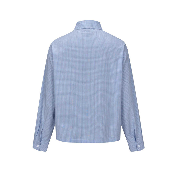 Herren Kurzgeschnittenes Cropped-Hemd im Boxy-Cut mit Mini-Karo und verdeckter Knopfleiste Drune