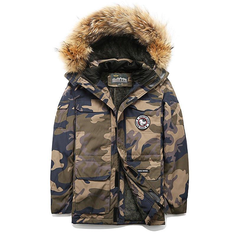 Herren Winterparka mit Kapuze und Kunstfellbesatz, isolierende Thermofütterung & Mehrfachtaschen Drune