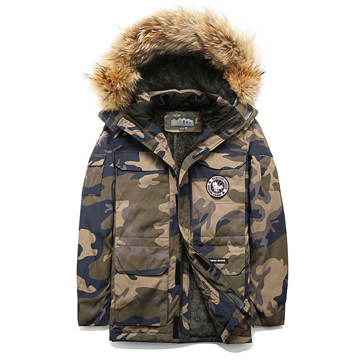 Herren Winterparka mit Kapuze und Kunstfellbesatz, isolierende Thermofütterung & Mehrfachtaschen Drune