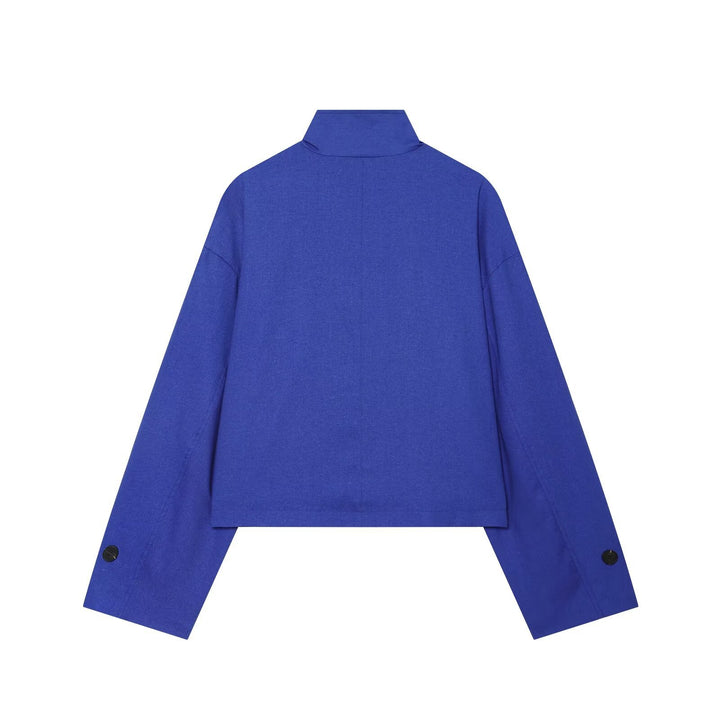 Damen Kurzjacke mit Stehkragen, Schulterriegeln und Knopfverschluss Drune