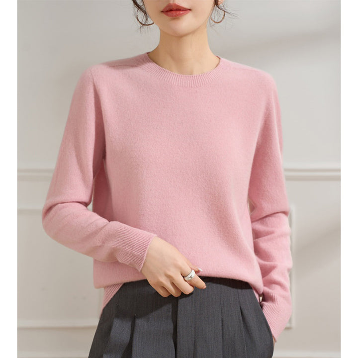 Damen Feiner Rundhals-Pullover aus Kaschmir-Mix mit gerippten Bündchen Drune