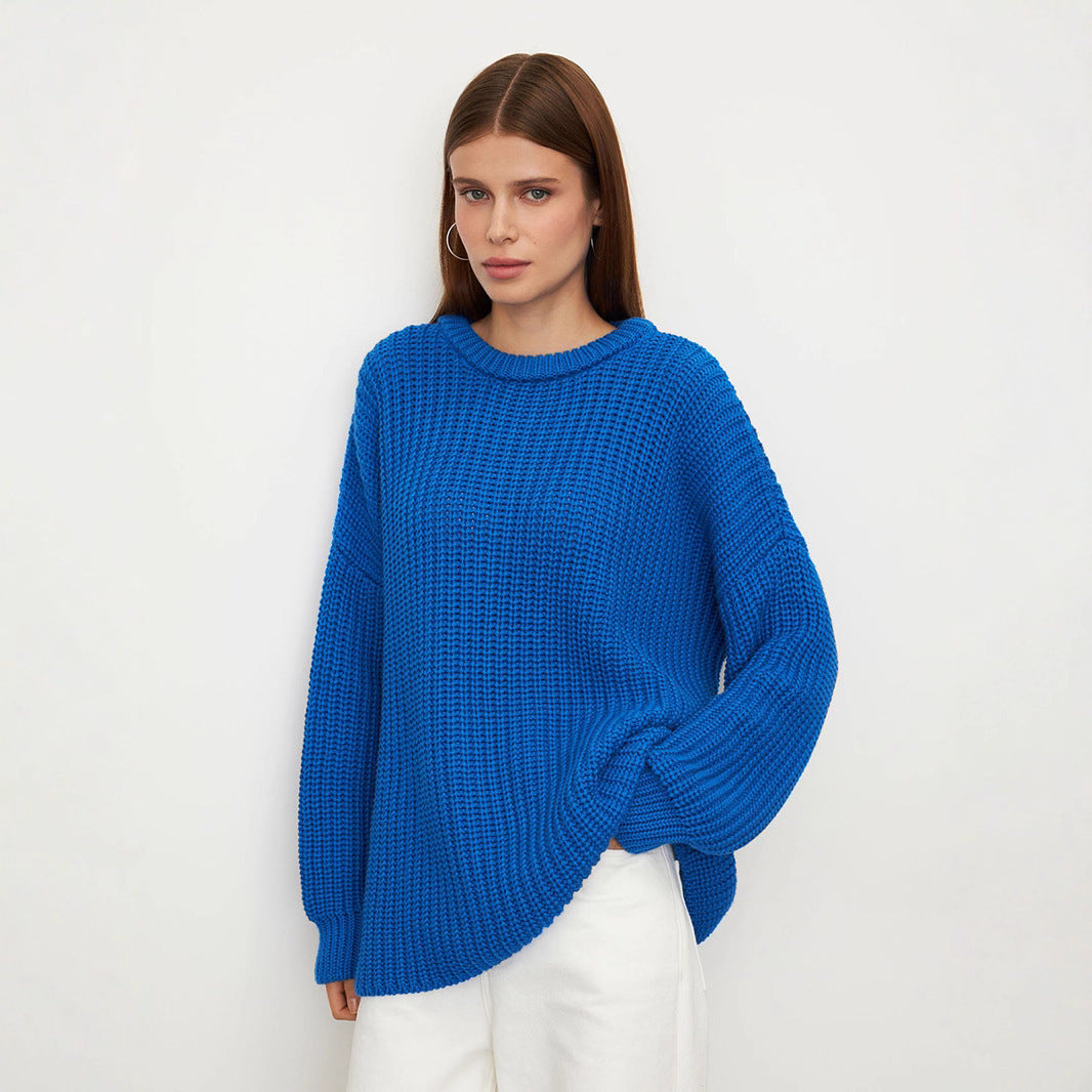 Damen lockerer Strickpullover mit weitem Schnitt Drune