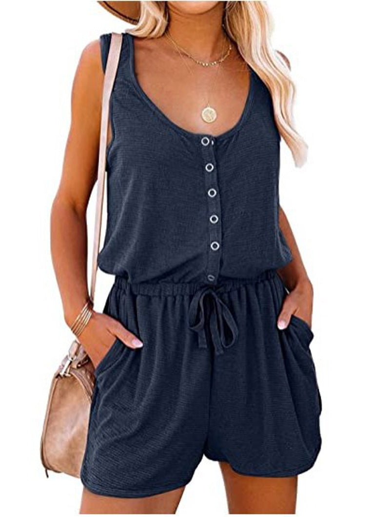 Damen Praktischer Jumpsuit mit Knopfdetails und verstellbarem Bund Drune