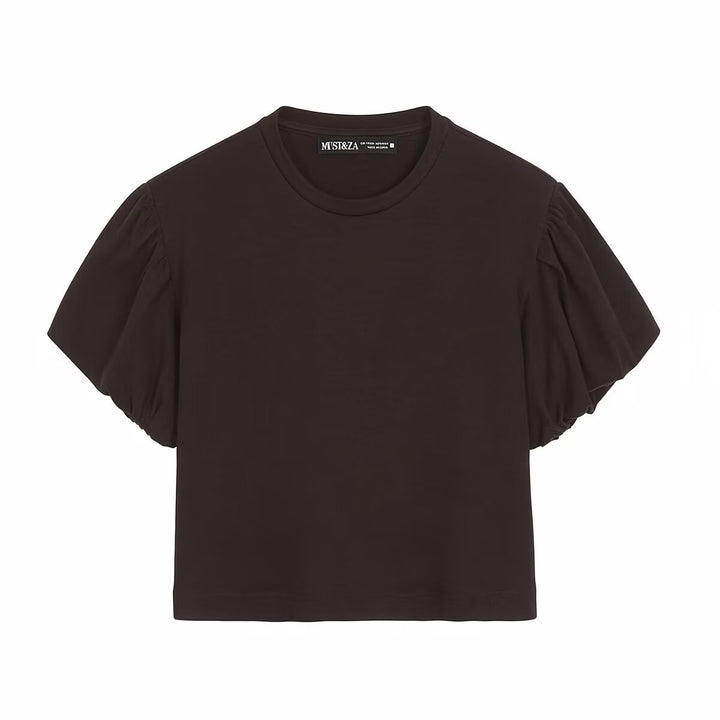 Damen modisches Crop-Top mit voluminösen Puffärmeln Drune