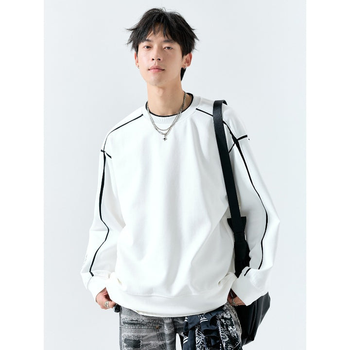 Herren Oversize Sweatshirt mit Kontrastnaht und Rundhalsausschnitt Drune