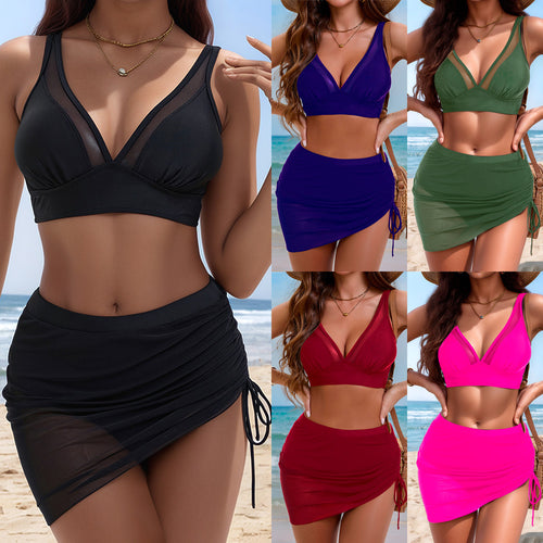Damen Sportlicher Bikini mit verstellbaren Trägern und seitlichem Raffungselement Drune